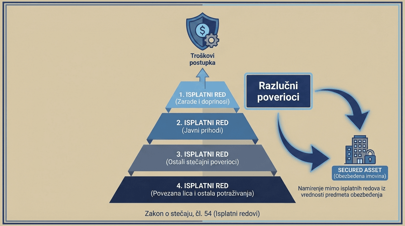 Naplata potraživanja od firme u stečaju. Isplatni redovi.